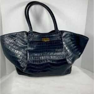 DeMellier New York Tote Bag Deep Navy embossed crocodile RARE Originally $835